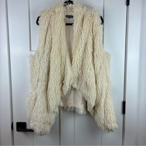 Democracy Cream Pink Teddy Jacket Fringe Vest Size XL